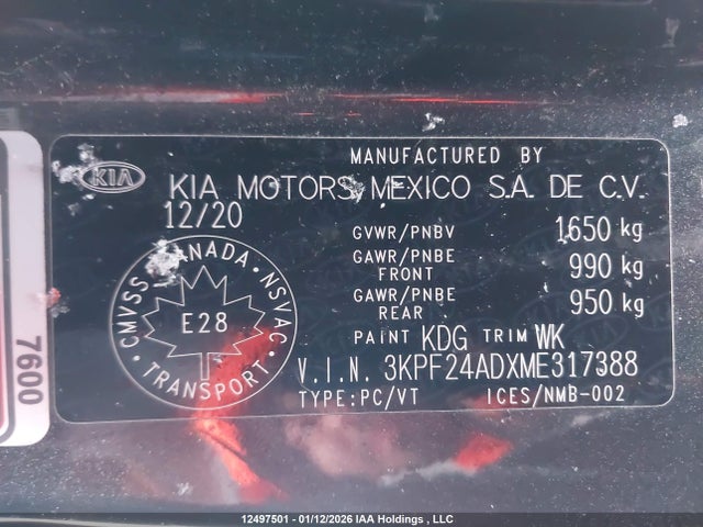 3KPF24ADXME317388 KIA Forte