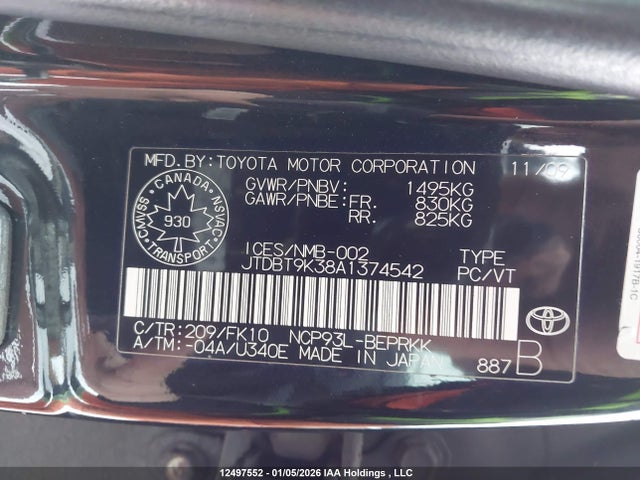 Aukcja sprzedaży 2010 Toyota Yaris, vin: JTDBT9K38A1374542, numer aukcji: 12497552