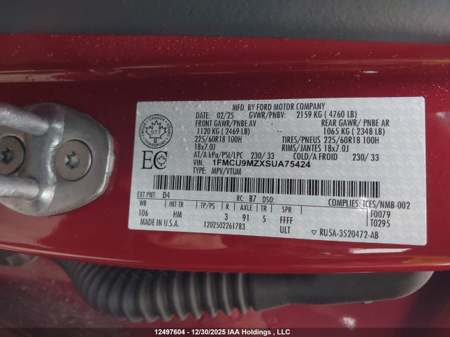 1FMCU9MZXSUA75424 Ford Escape St-line