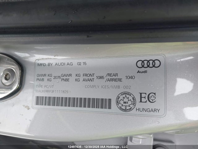WAUKFRFF3F1111925 Audi A3 2.0t Technik