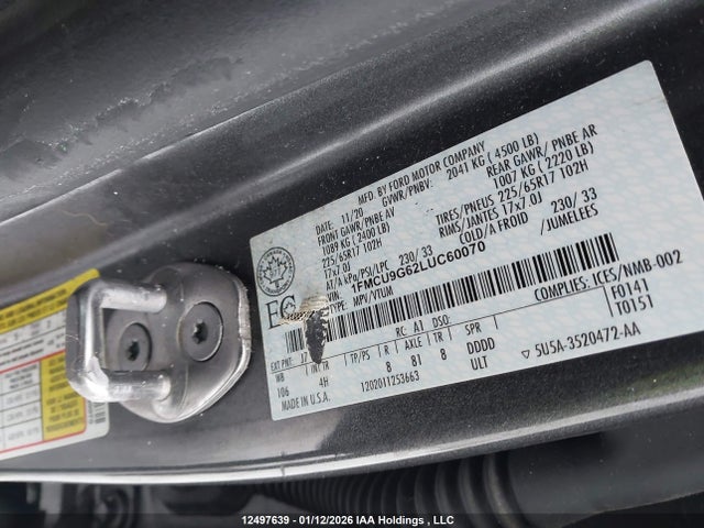 Ford ESCAPE SE 2020 1FMCU9G62LUC60070 Image 18