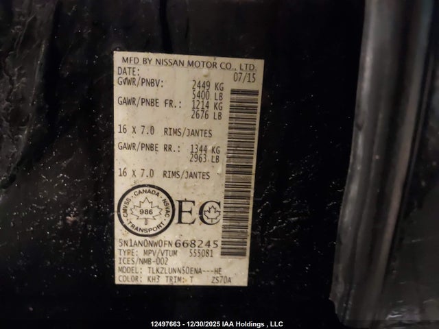 5N1AN0NW0FN668245 Nissan Xterra X/s/pro-4x