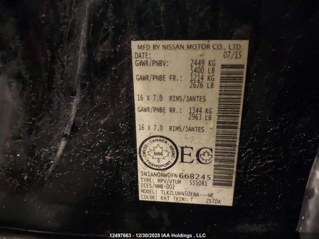 5N1AN0NW0FN668245 Nissan Xterra X/s/pro-4x