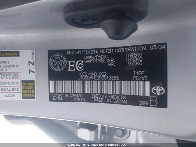 JTDBDMHE2R3013655 Toyota Corolla Hybrid Le