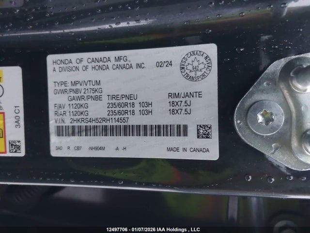 2HKRS4H52RH114557 Honda Cr-v Sport