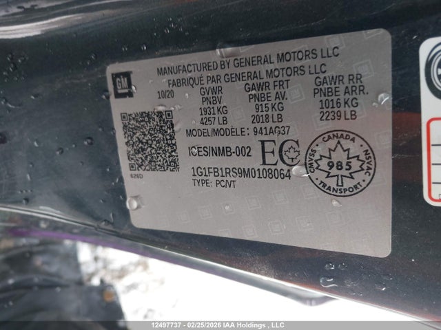 1G1FB1RS9M0108064 Chevrolet Camaro Ls/lt