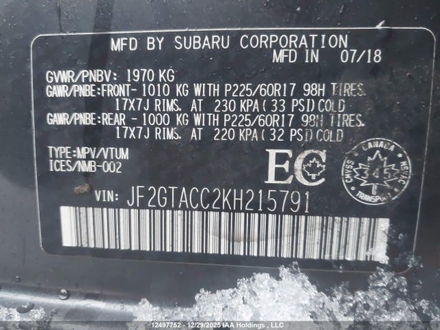 Subaru Crosstrek Touring 2019 JF2GTACC2KH215791 Image 18