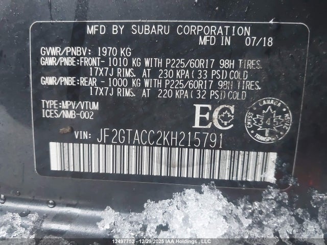 Subaru Crosstrek Touring 2019 JF2GTACC2KH215791 Image 9