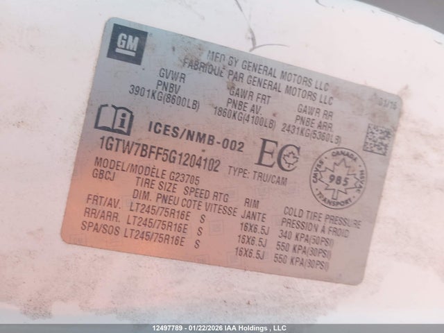 1GTW7BFF5G1204102 GMC GMC