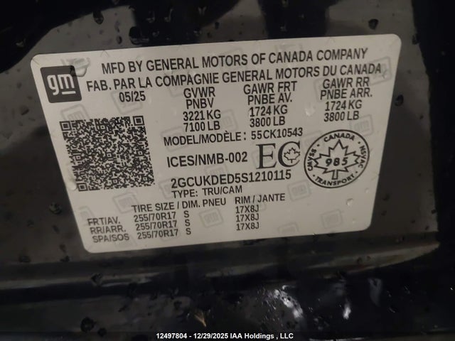 2GCUKDED5S1210115 Chevrolet Silverado K1500 Lt