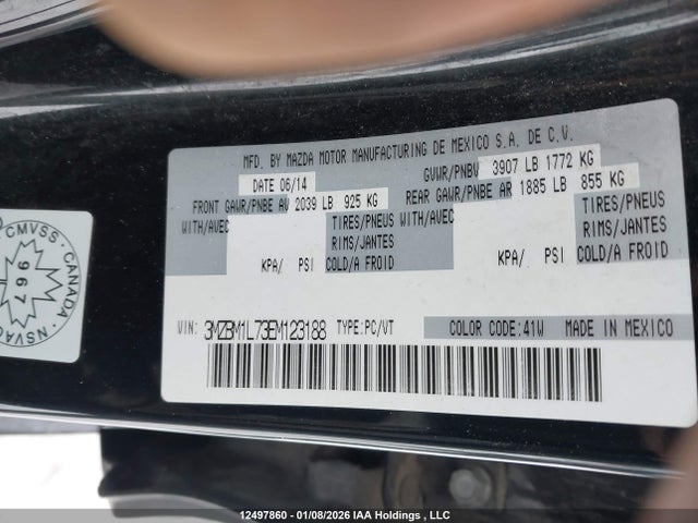 3MZBM1L73EM123188 Mazda 3 TOURING
