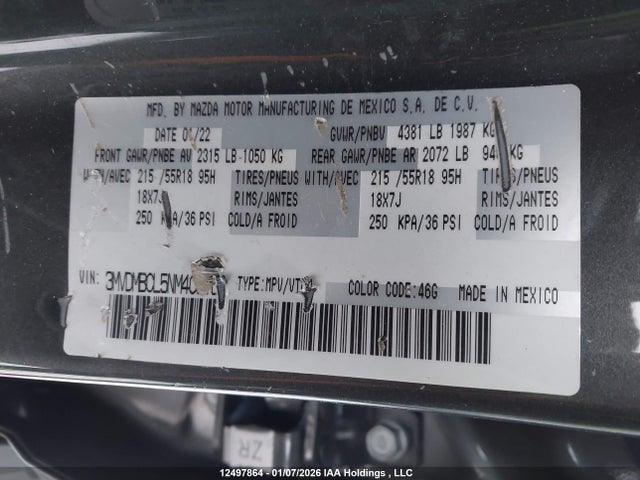 Продажа на аукционе авто 2022 Mazda Cx-30 Gs, vin: 3MVDMBCL5NM403160, номер лота: 12497864