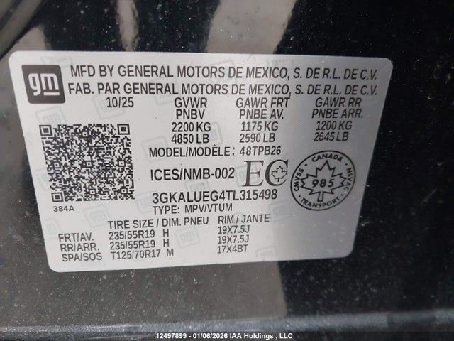 Aukcja sprzedaży 2026 Gmc Terrain Elevation, vin: 3GKALUEG4TL315498, numer aukcji: 12497899