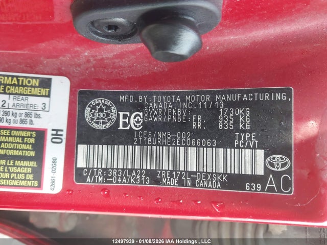Aukcja sprzedaży 2014 Toyota Corolla S, vin: 2T1BURHE2EC066063, numer aukcji: 12497939