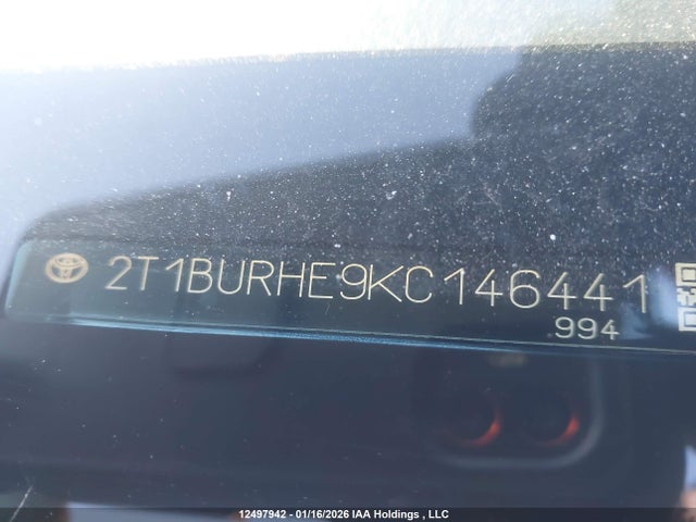 2019 Toyota Corolla Le მანქანა იყიდება აუქციონზე, vin: 2T1BURHE9KC146441, აუქციონის ნომერი: 12497942