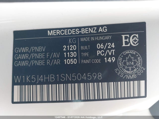 W1K5J4HB1SN504598 Mercedes-Benz Cla 250 Coupe 4matic