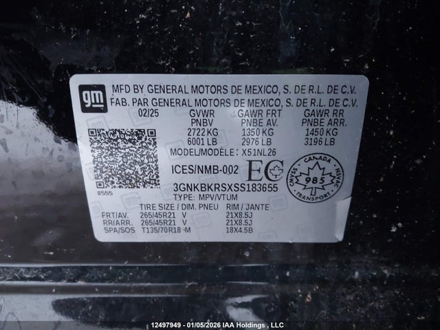 3GNKBKRSXSS183655 Chevrolet BLAZER RS