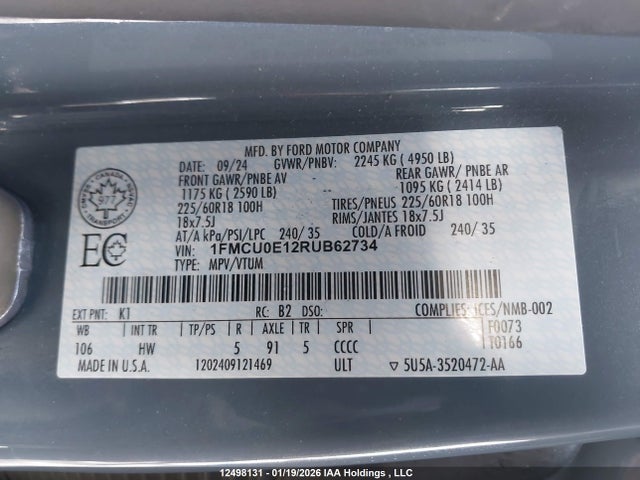 1FMCU0E12RUB62734 Ford Escape