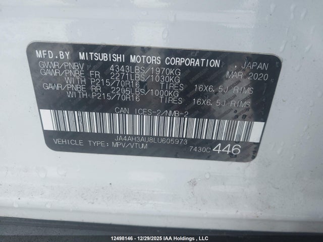 JA4AH3AU8LU605973 Mitsubishi Rvr Se/es
