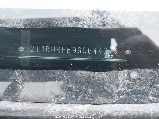 12498166 :رقم المزاد ، 2T1BURHE9GC644372 vin ، 2016 Toyota Corolla مزاد بيع
