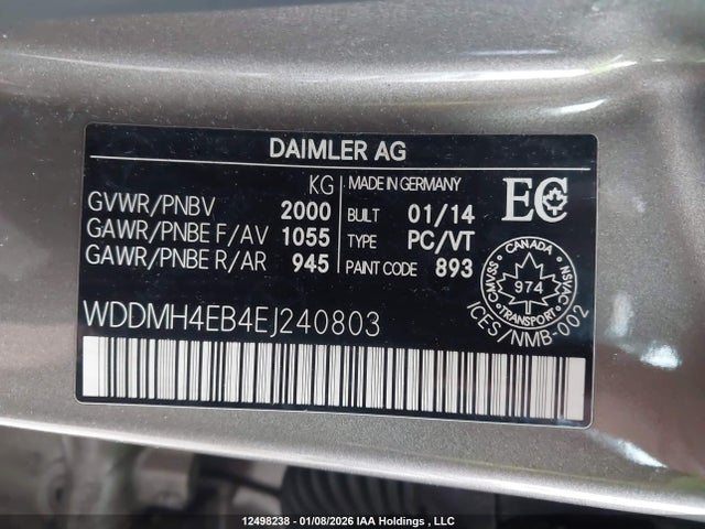 12498238 :رقم المزاد ، WDDMH4EB4EJ240803 vin ، 2014 Mercedes-benz B 250 Sports Tourer مزاد بيع
