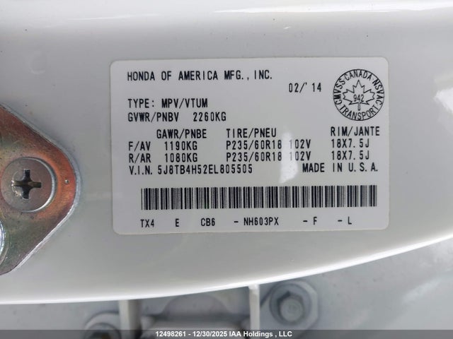 5J8TB4H52EL805505 Acura RDX