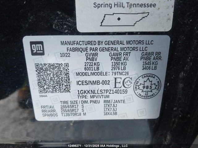 1GKKNLLS7PZ140159 GMC Acadia At4