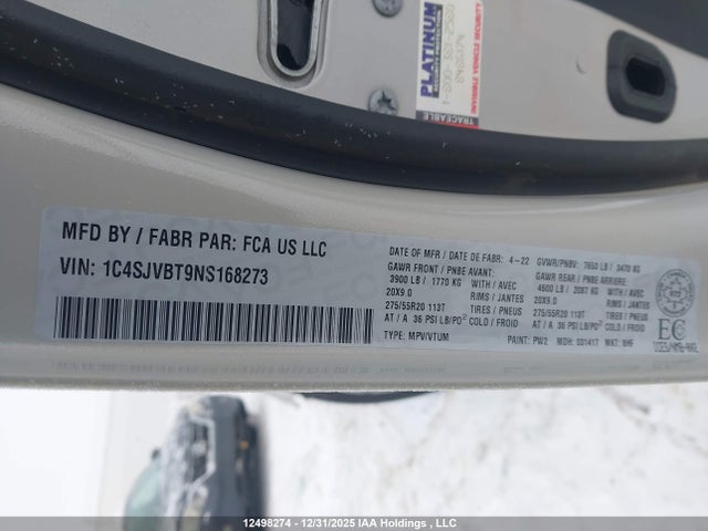 1C4SJVBT9NS168273 Jeep Wagoneer Series Ii