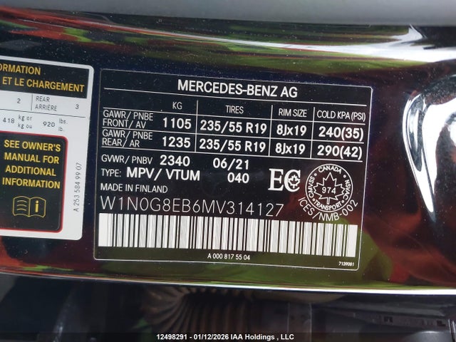 W1N0G8EB6MV314127 Mercedes-Benz Glc 300 4matic