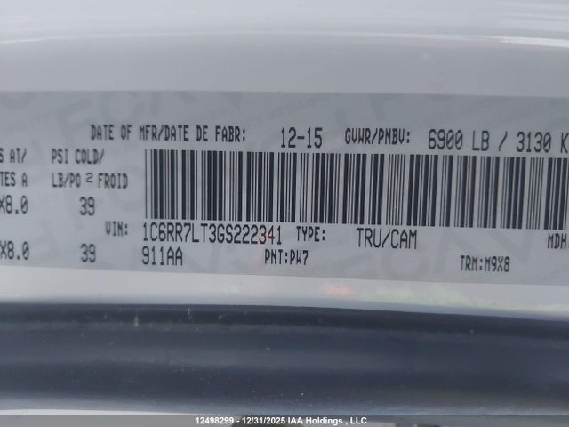 1C6RR7LT3GS222341 RAM 1500 Slt