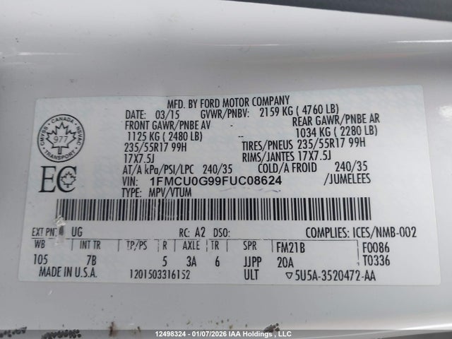 Ford Escape 2015 1FMCU0G99FUC08624 Image 19