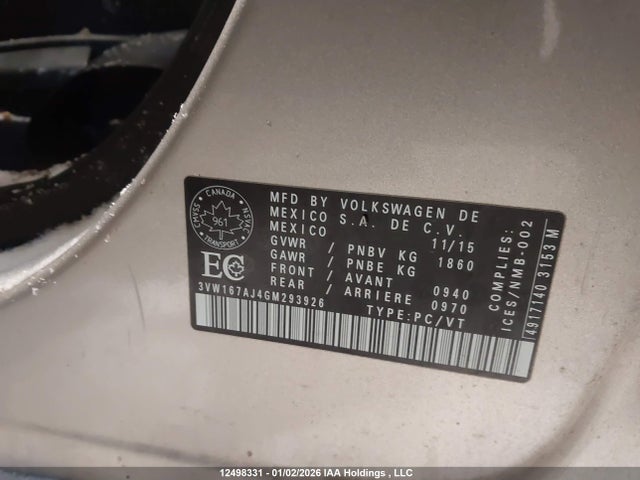 3VW167AJ4GM293926 Volkswagen Jetta 1.4 Tsi Trendline/1.4 Tsi Trendline+