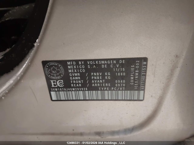 3VW167AJ4GM293926 Volkswagen Jetta 1.4 Tsi Trendline/1.4 Tsi Trendline+