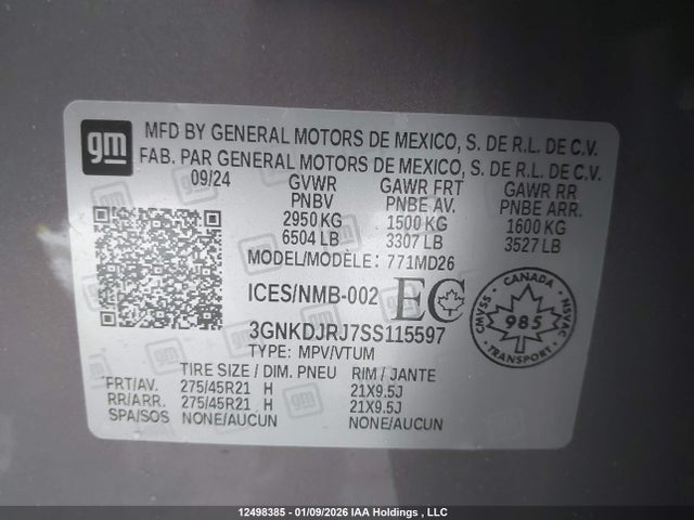 3GNKDJRJ7SS115597 Chevrolet Blazer Ev Rs Awd
