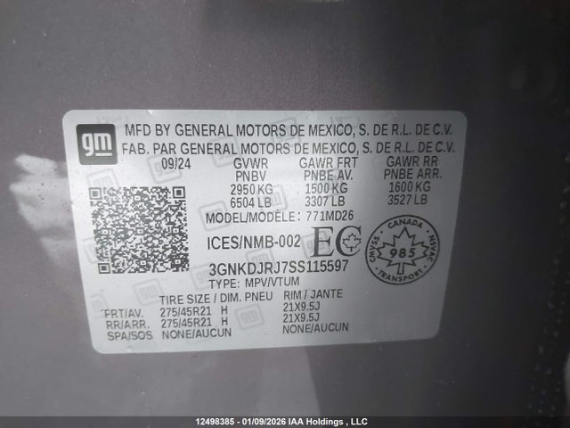 3GNKDJRJ7SS115597 Chevrolet Blazer Ev Rs Awd