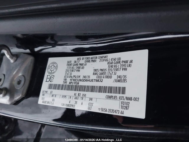 1FMCU9GD6HUE79832 Ford ESCAPE SE