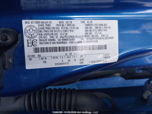 1FADP3K24JL263305 Ford Focus