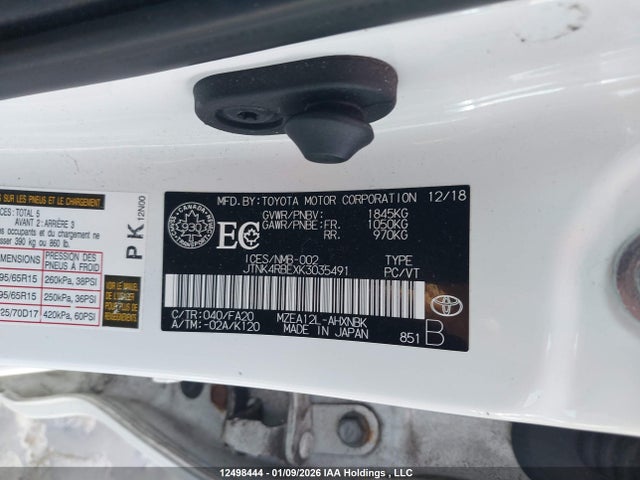 JTNK4RBEXK3035491 Toyota Corolla