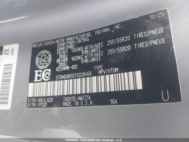 5TDADAB50TS028468 Toyota Grand Highlander Hybrid Platinum Max