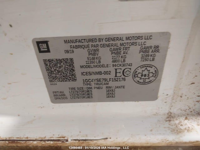 1GC4YSE79LF152176 Chevrolet Silverado 3500hd Work Truck