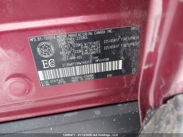 2T3RWRFV9NW148311 Toyota Rav4 Hybrid Xle
