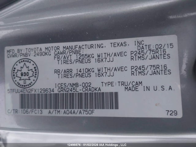 5TFUU4EN2FX129634 Toyota Tacoma Base V6