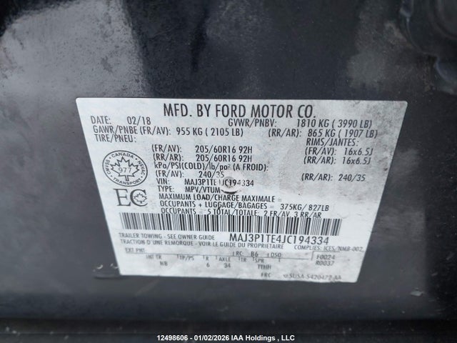 MAJ3P1TE4JC194334 Ford Ecosport Se