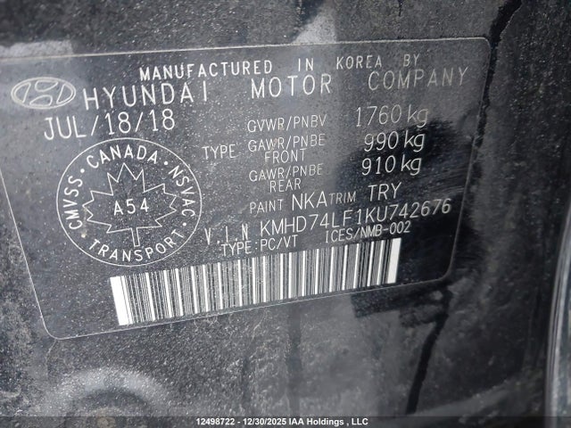 Aukcja sprzedaży 2019 Hyundai Elantra Essential, vin: KMHD74LF1KU742676, numer aukcji: 12498722
