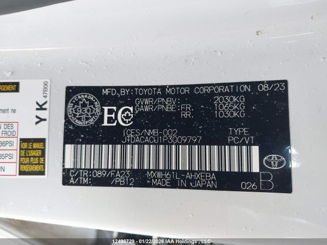 JTDACACU1P3009797 Toyota Prius Prime Se/xse/xse Premium