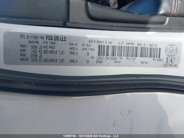 Jeep Grand Cherokee 2017 1C4RJFLT8HC765058 Image 9