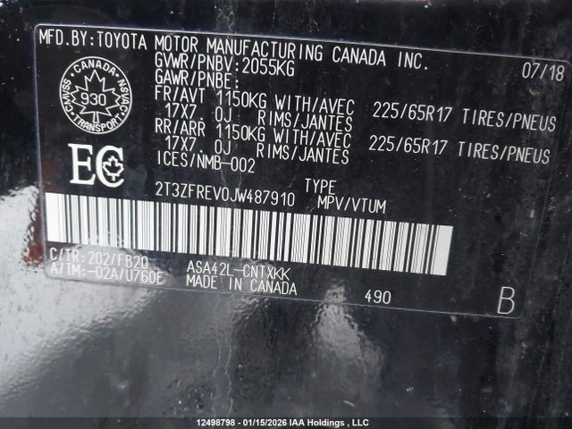 2T3ZFREV0JW487910 Toyota RAV4 LE