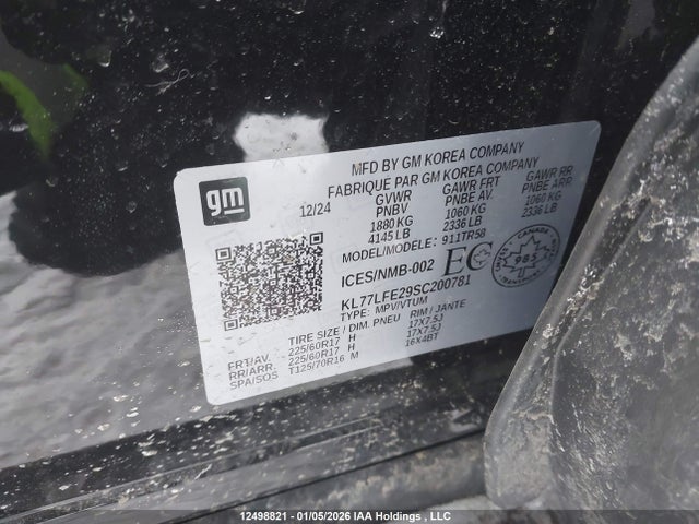 Aukcja sprzedaży 2025 Chevrolet Trax Ls Fwd, vin: KL77LFE29SC200781, numer aukcji: 12498821