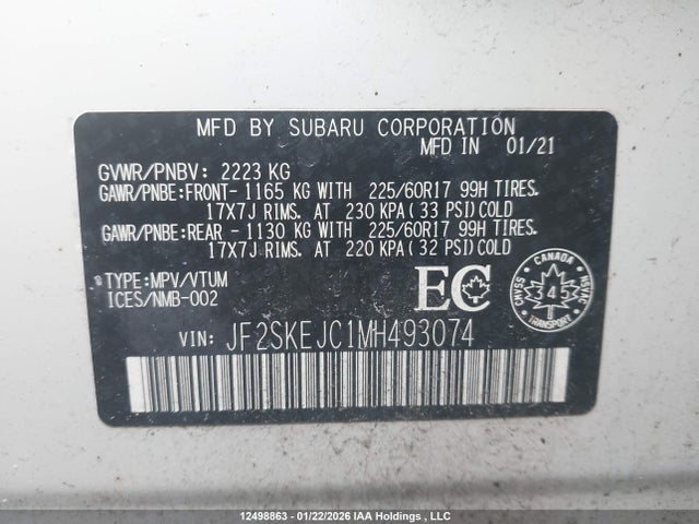 JF2SKEJC1MH493074 Subaru Forester Touring