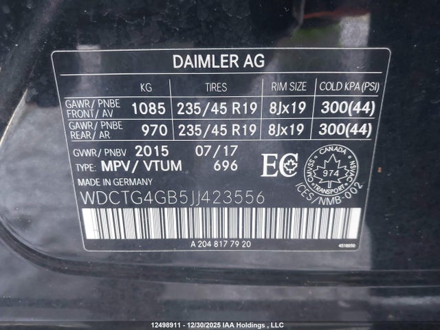 WDCTG4GB5JJ423556 Mercedes-Benz Gla 250 4matic